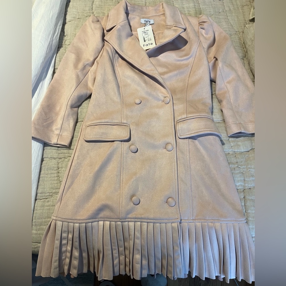 Suede light pink peacoat/dress